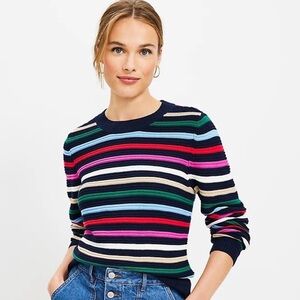 LOFT Striped Textured Stitch Sweater